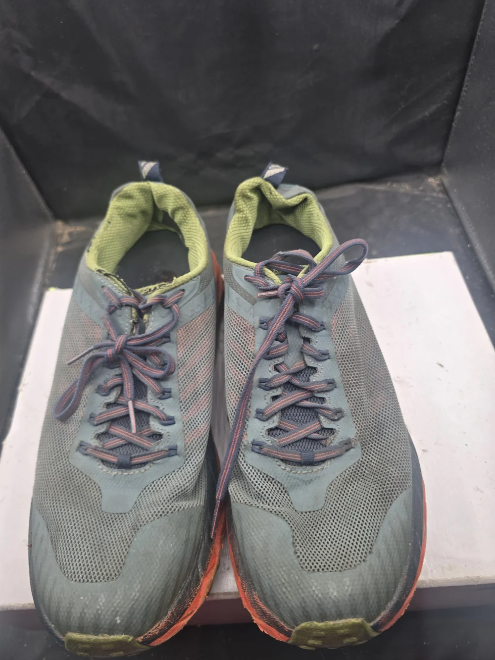 Hoka One One Men's Green Mesh Running Shoes with Orange Soles‎